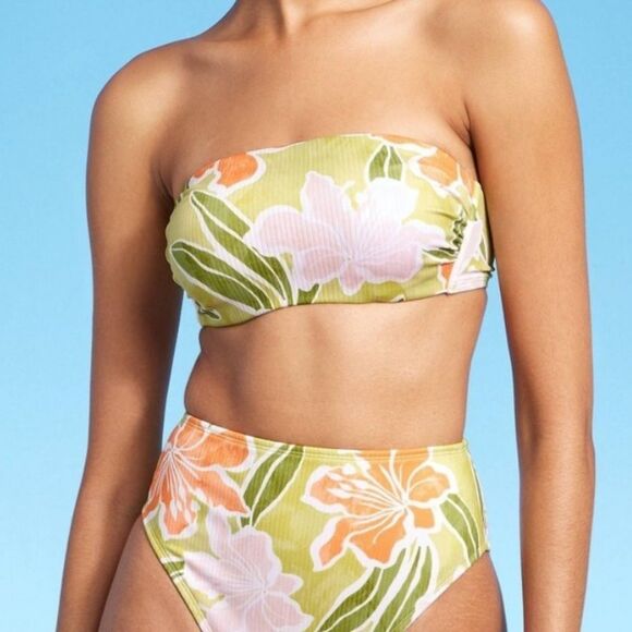 Shade & Shore Other - Shade & Shore Floral Strapless 34DD Bikini top